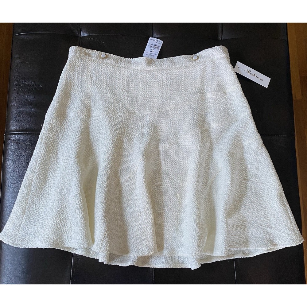 Chic Cream Textured A-Line Skirt | Minimalist Coastal Cowgirl Aesthetic Size‎ 12
